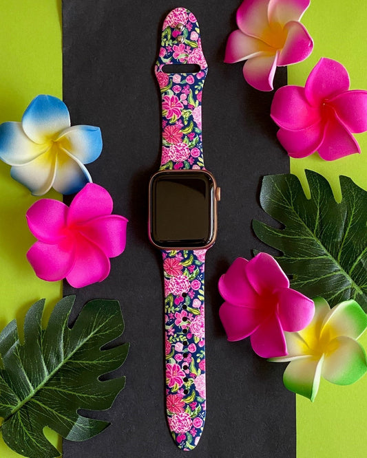 Apple Watch Strap Small Daisy Flower Pattern Watch Band Pink -  Israel