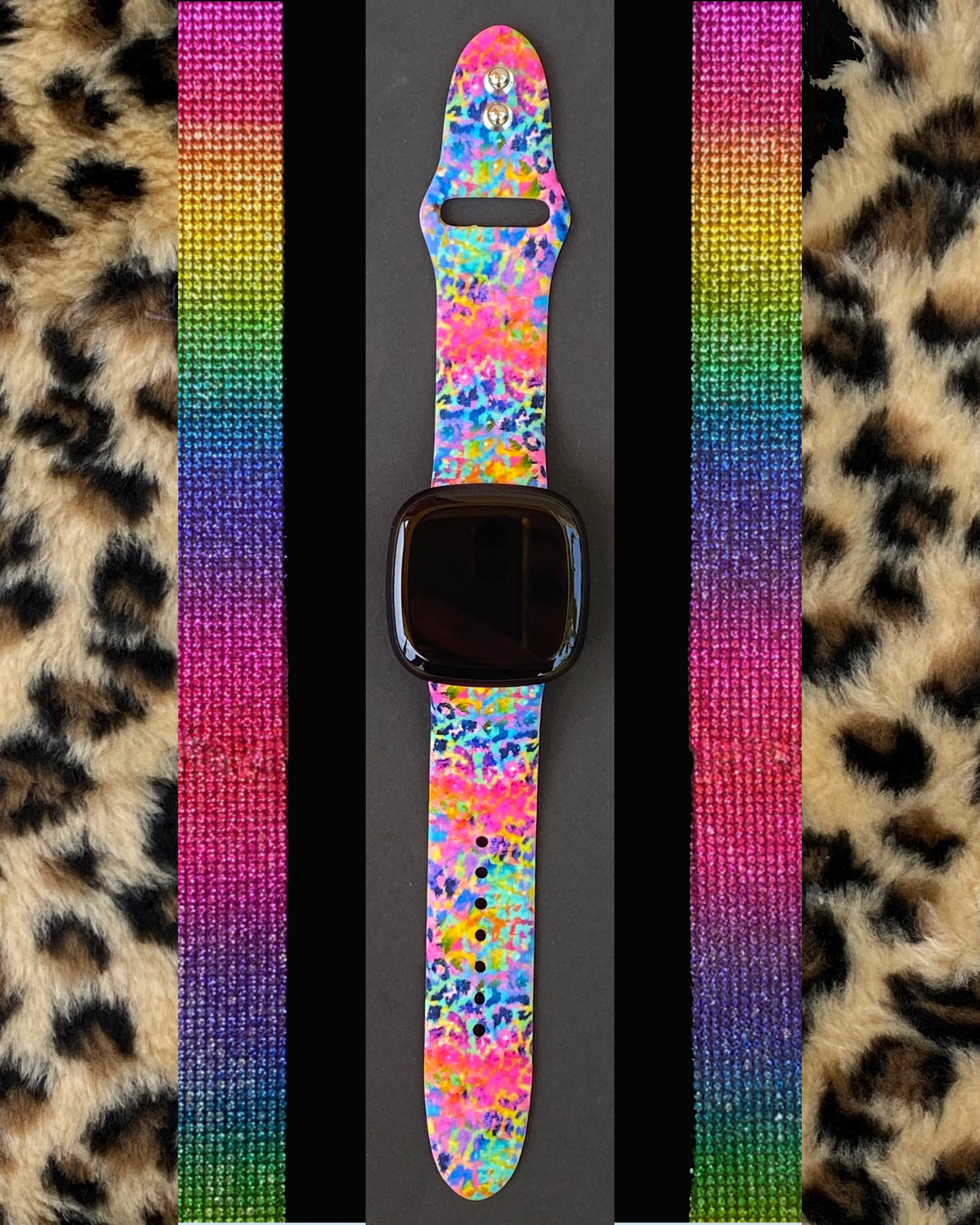 Neon Versa Neon Leopard Splatter Fitbit Versa 3/Versa 4/Sense/Sense 2 Watch Band ...