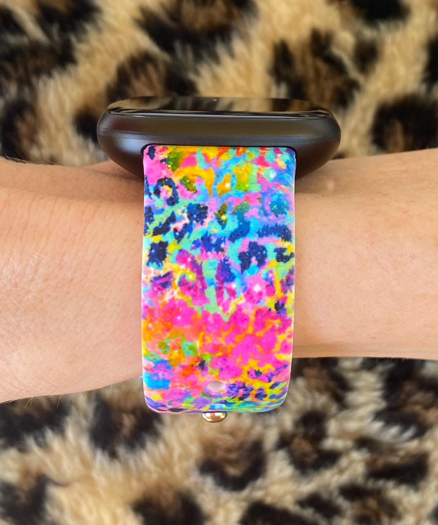 Neon Leopard Splatter Fitbit Versa 1/2 Watch Band