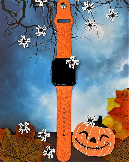 Orange Spider Web Apple Watch Band