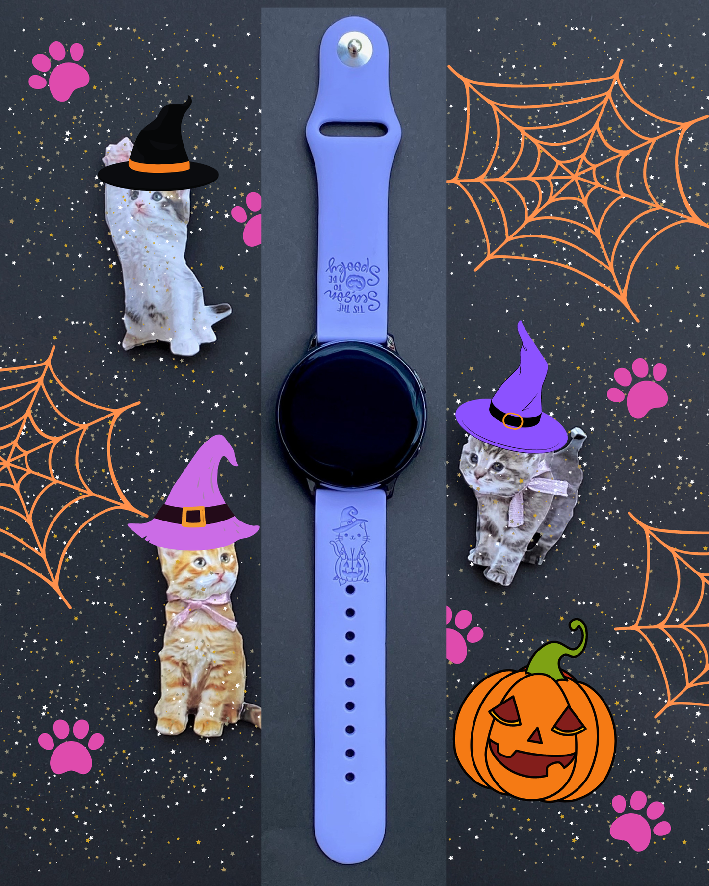 Halloween Cat 20mm Samsung Galaxy Watch Band