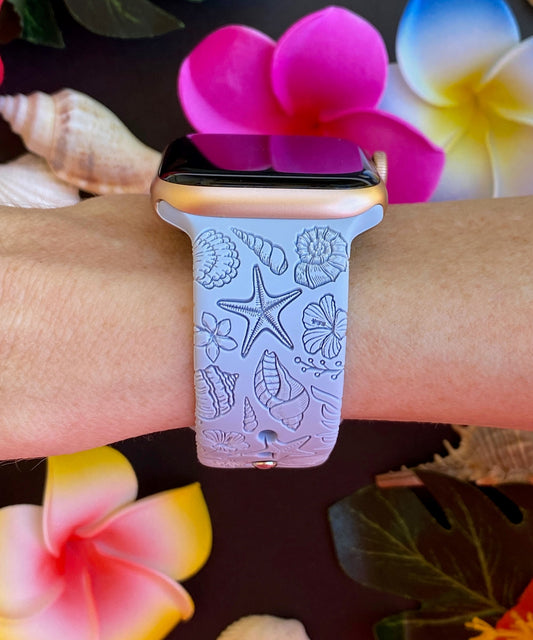 Seashell and Flowers Apple Watch Band