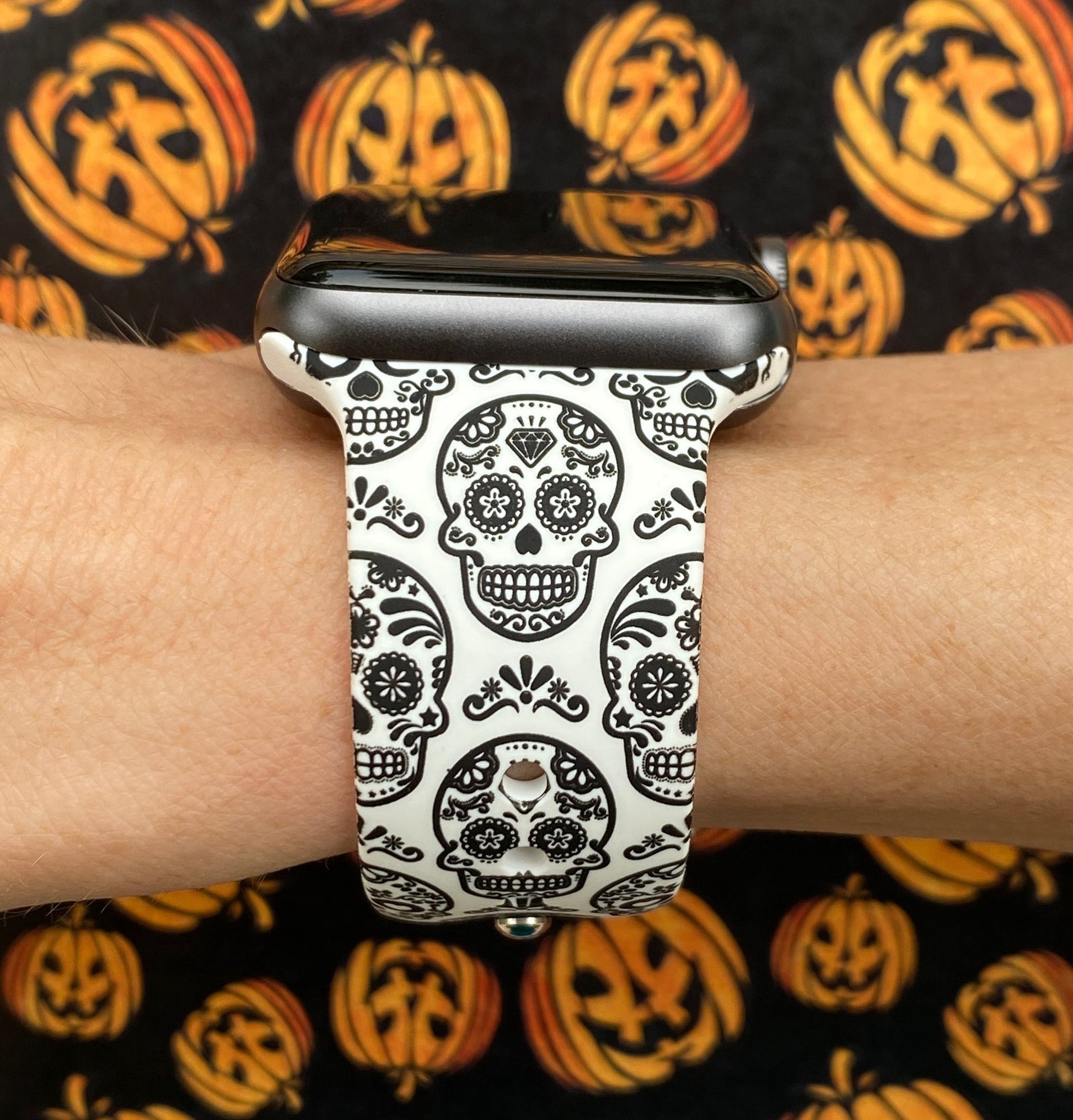 Wearlizer Halloween Skull Engraved Silicone Band Compatible with