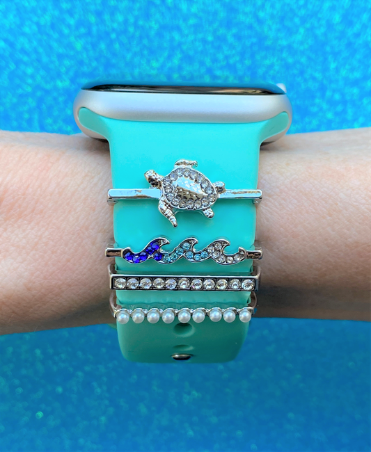 Turtle Stackable Blue Wave Watch Charm