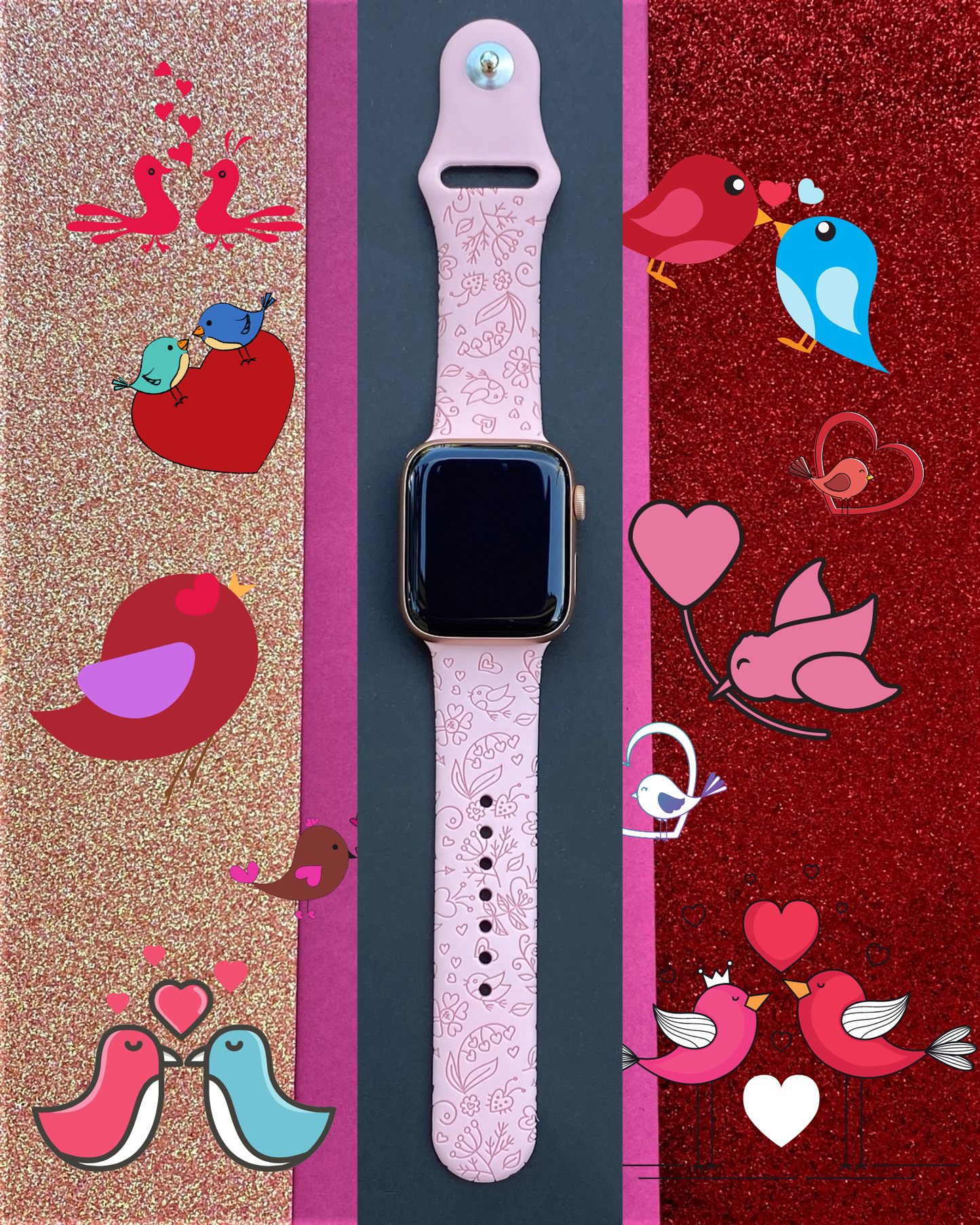 Bird and Hearts Spring Apple Watch Band