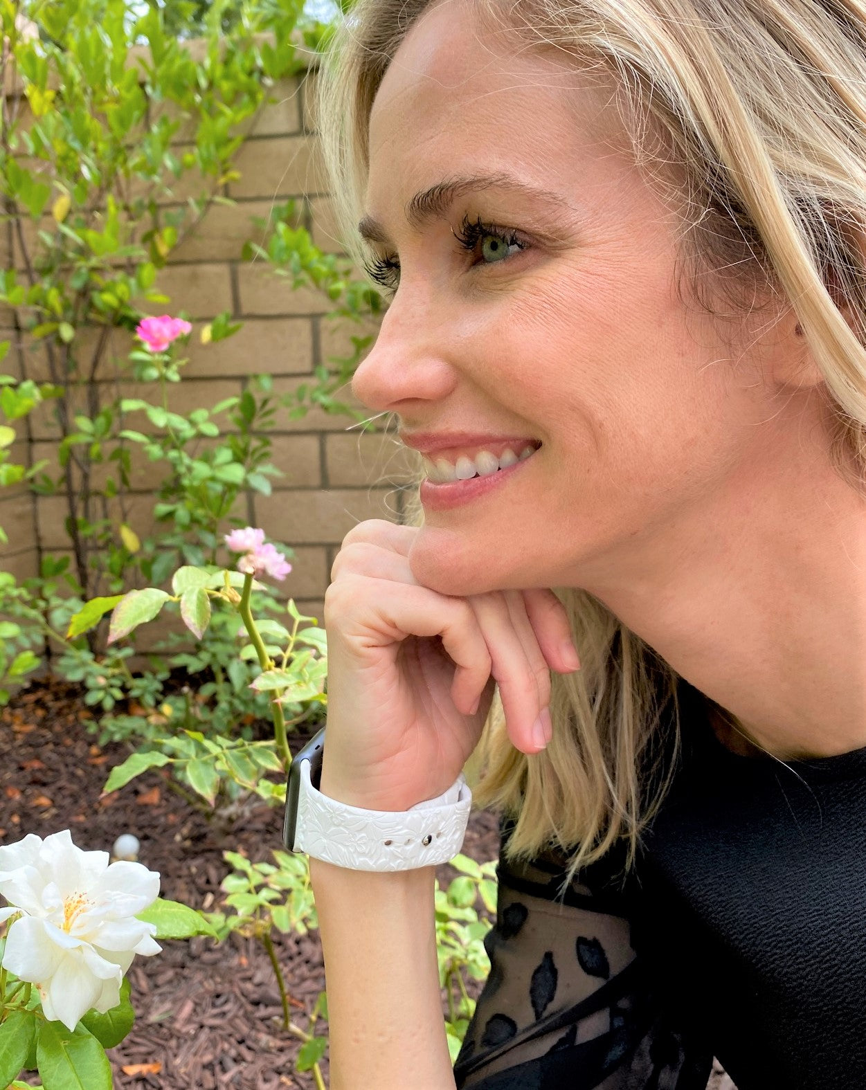 White Hibiscus Apple Watch Band