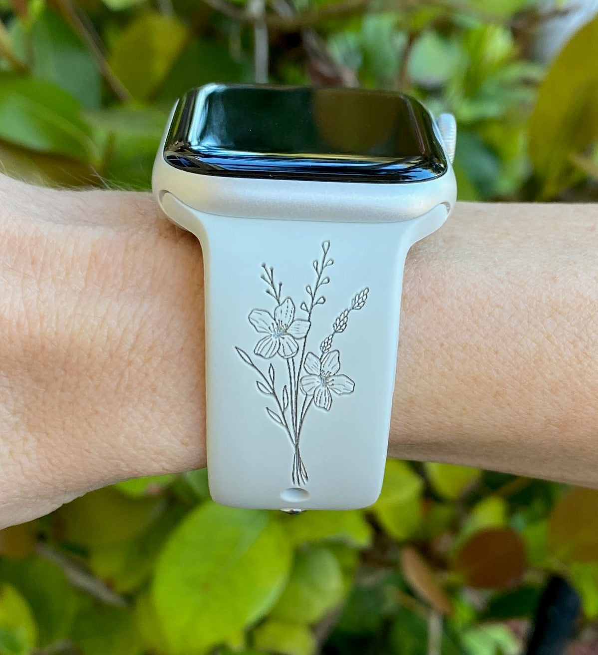 Wild Flower Apple Watch Silicone Engraved Band Lux Bands Shop