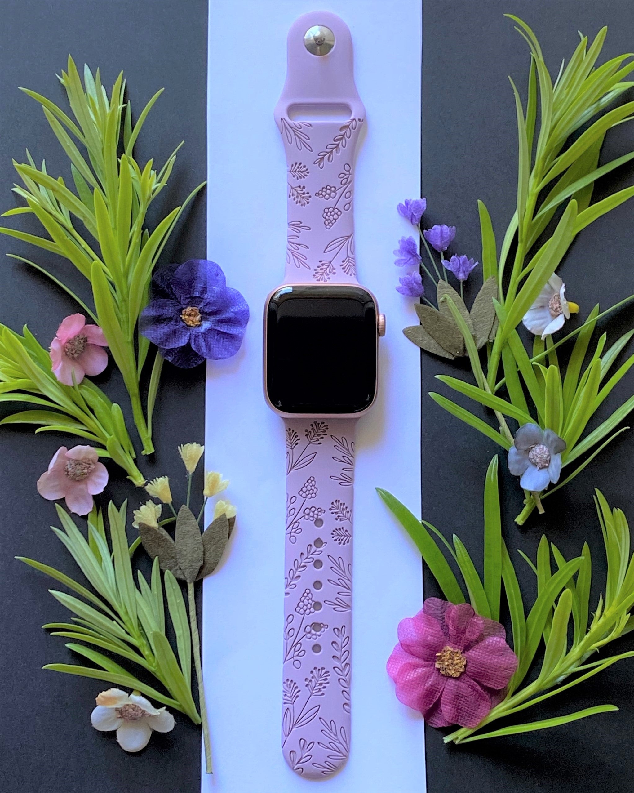 Wild Flower Apple Watch Silicone Engraved Band Lux Bands Shop